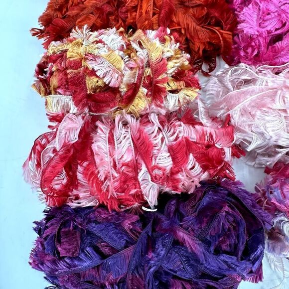 Boa Furs Eyelash Mystery Mixed Large Lot PINK RED PURPLE Fun Trim Vintage - Picture 4 of 9